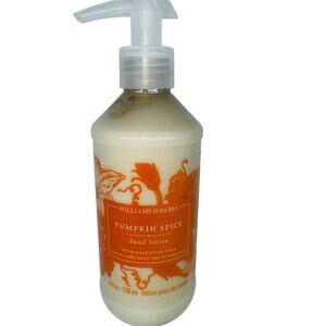 Williams Sonoma Pumpkin Spice Essential Oil Hand Lotion 8 Oz Pump Pecan Vanilla